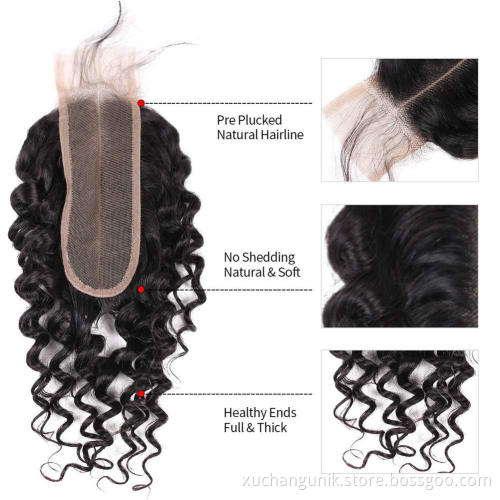 Uniky 10A Deep Wave 3 Bundles Short Brazilian Virgin Hair Weave Bundles Deep Wave Curly Human Hair Bundles Sew in Extension